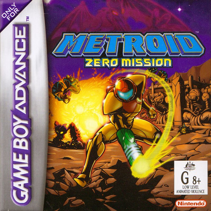 Metroid Zero Mission box art for GameBoy Advance